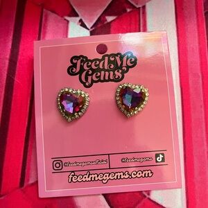 [RARE] Feed Me Gems Volcano Heart Earrings